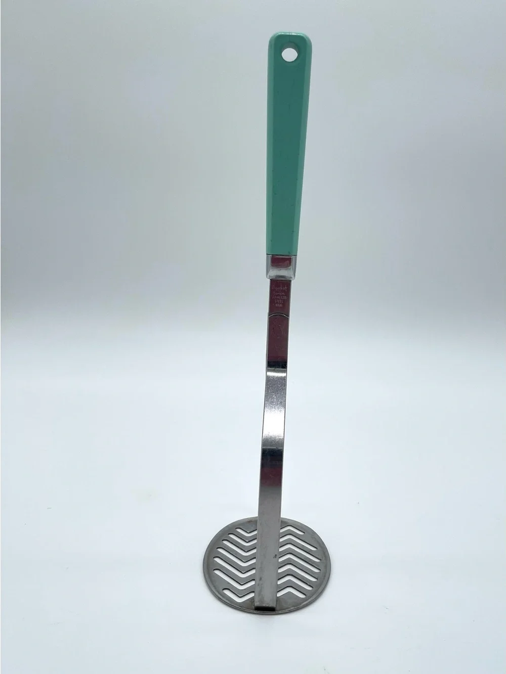 Maid Of Honor Stainless Potato Masher Aqua Turquoise Composite Kitchen Vintage